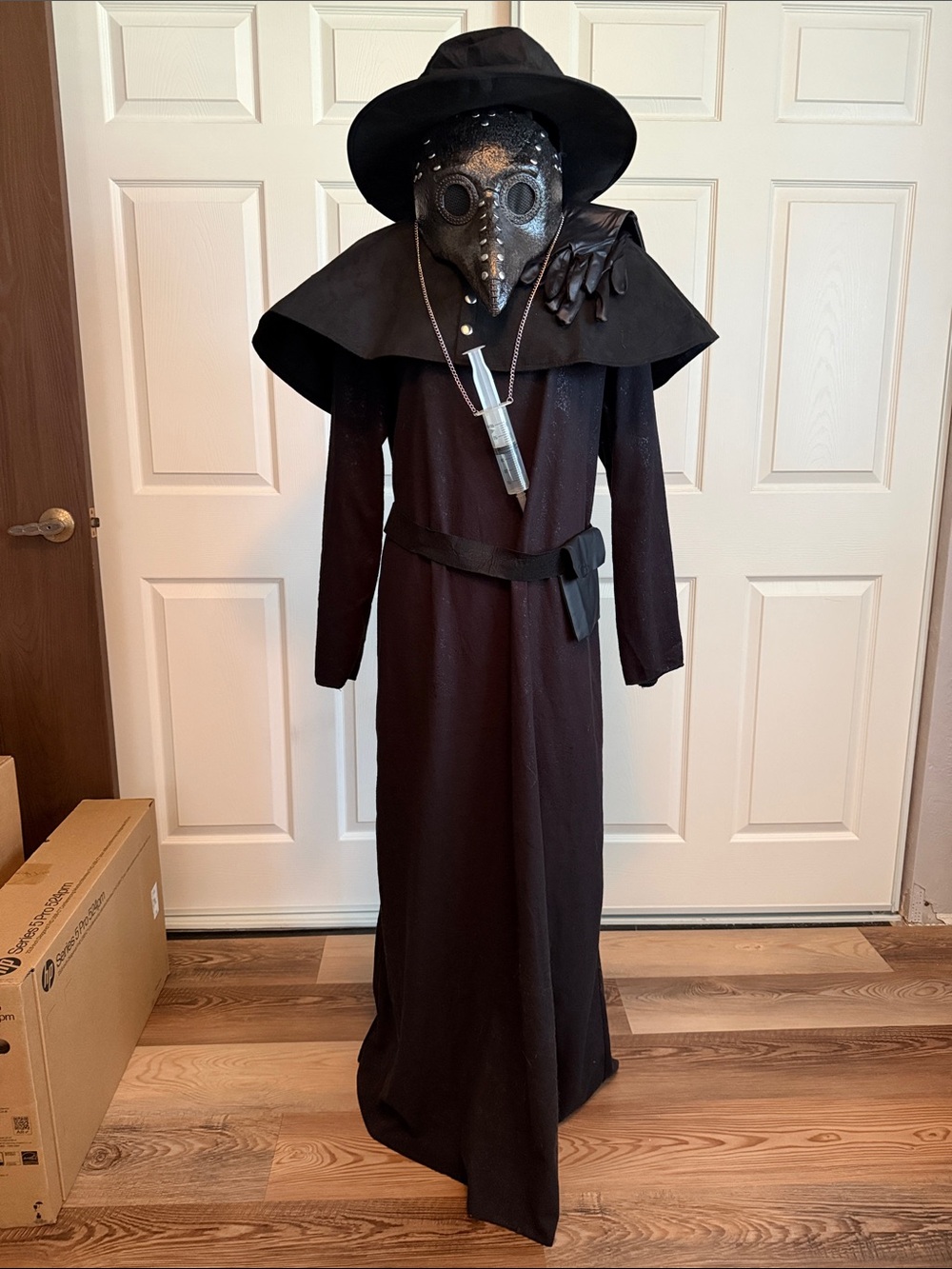 Spirit Black Plague Doctor Costume with Hat and Beaked Mask adult mens medium